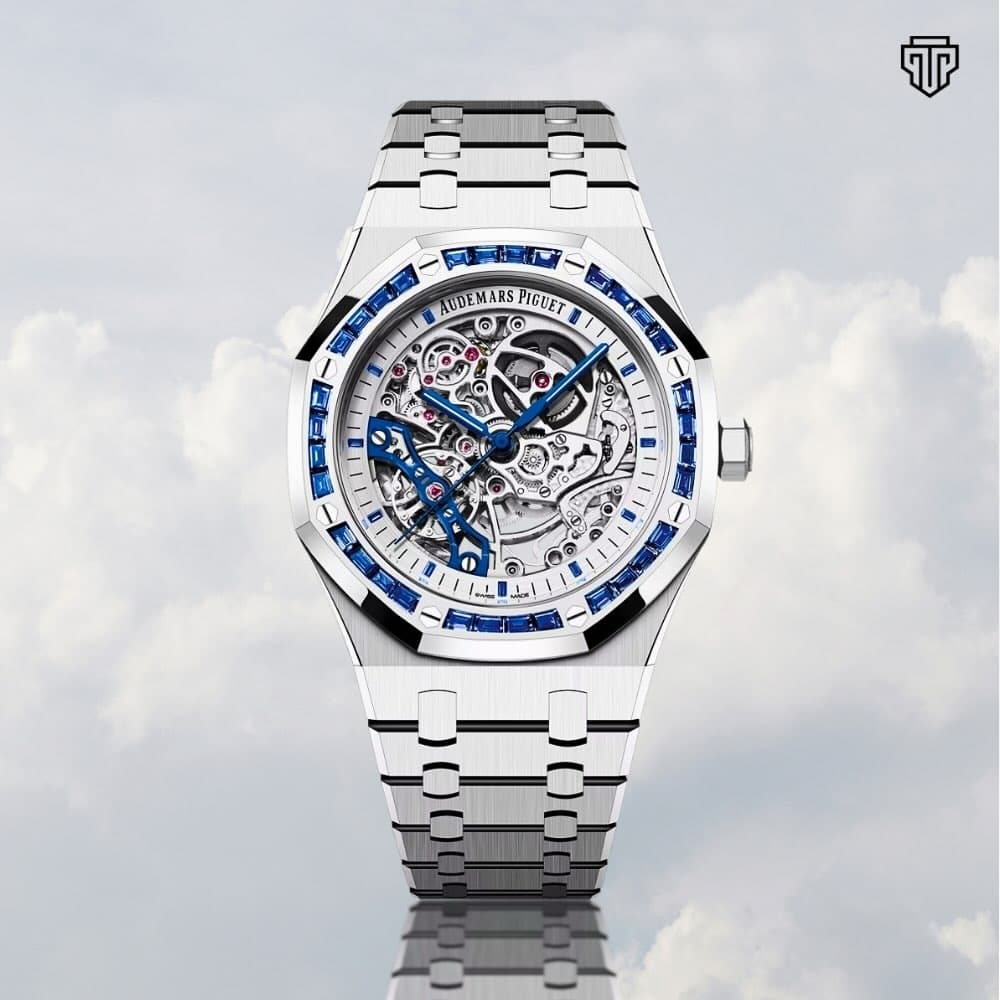 Audemars Piguet Royal Oak Skeleton with blue sapphires